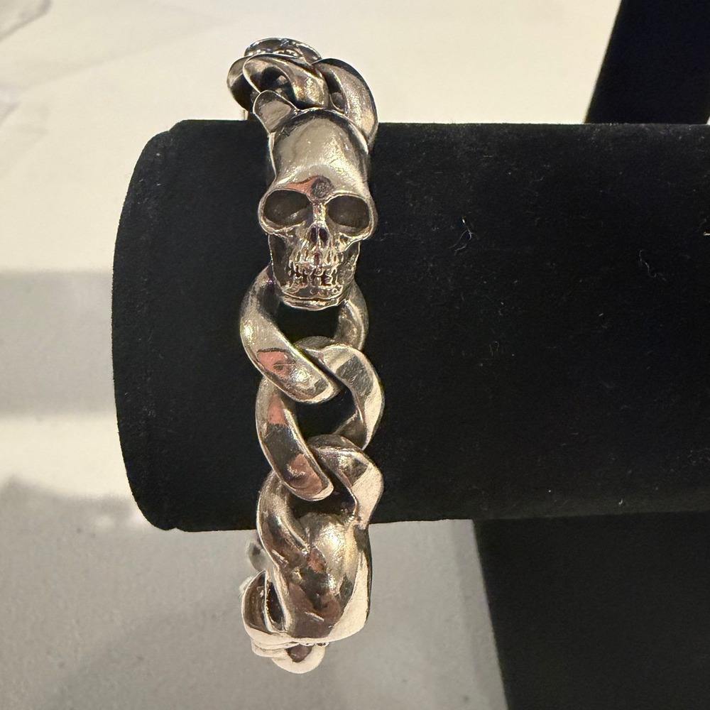 King Baby Mens Integrated Skull Bracelet .925 USA - Picture 2 of 6